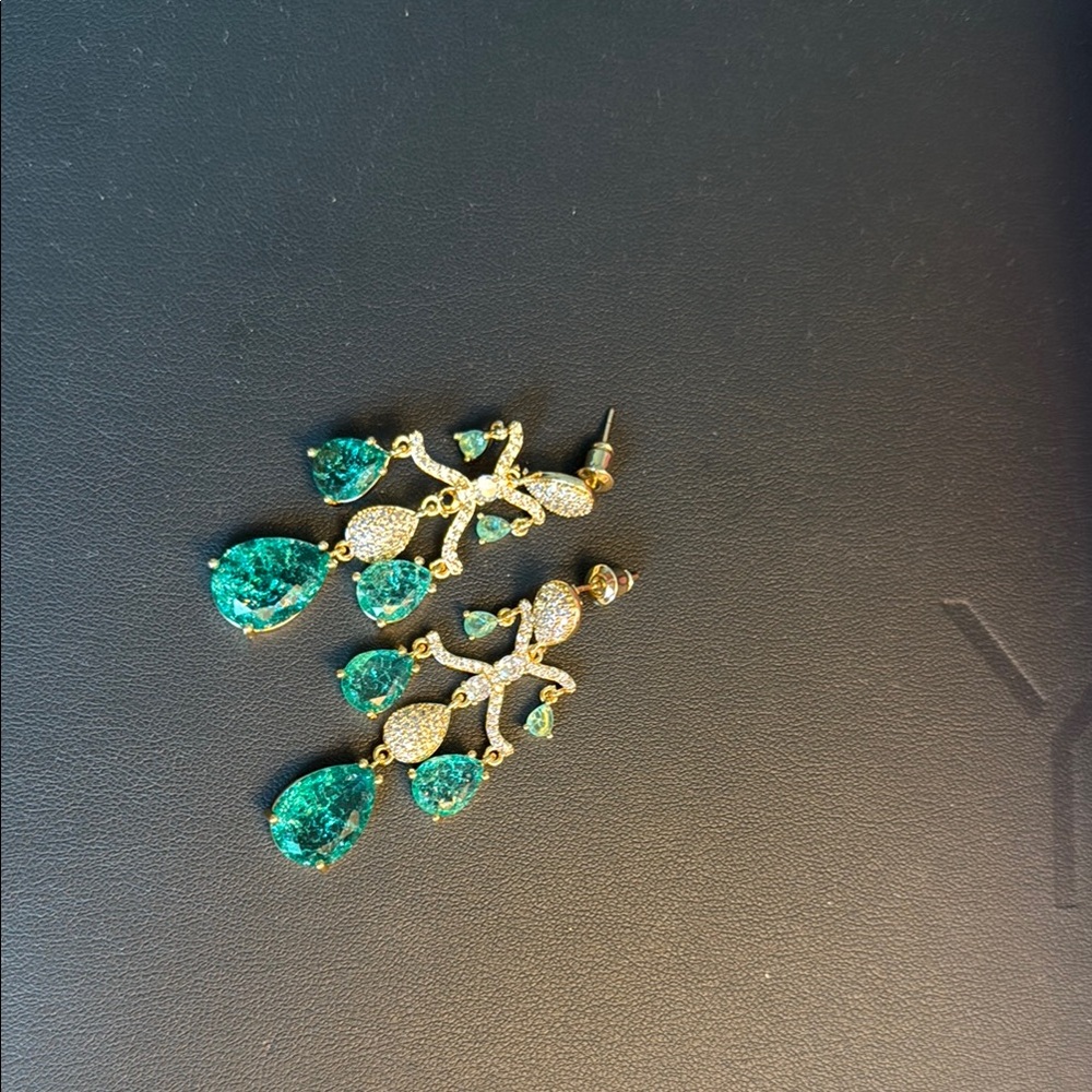 Elegant Gold and Teal Drop Earrings